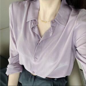 Women's Lavender Button-Up Blouse